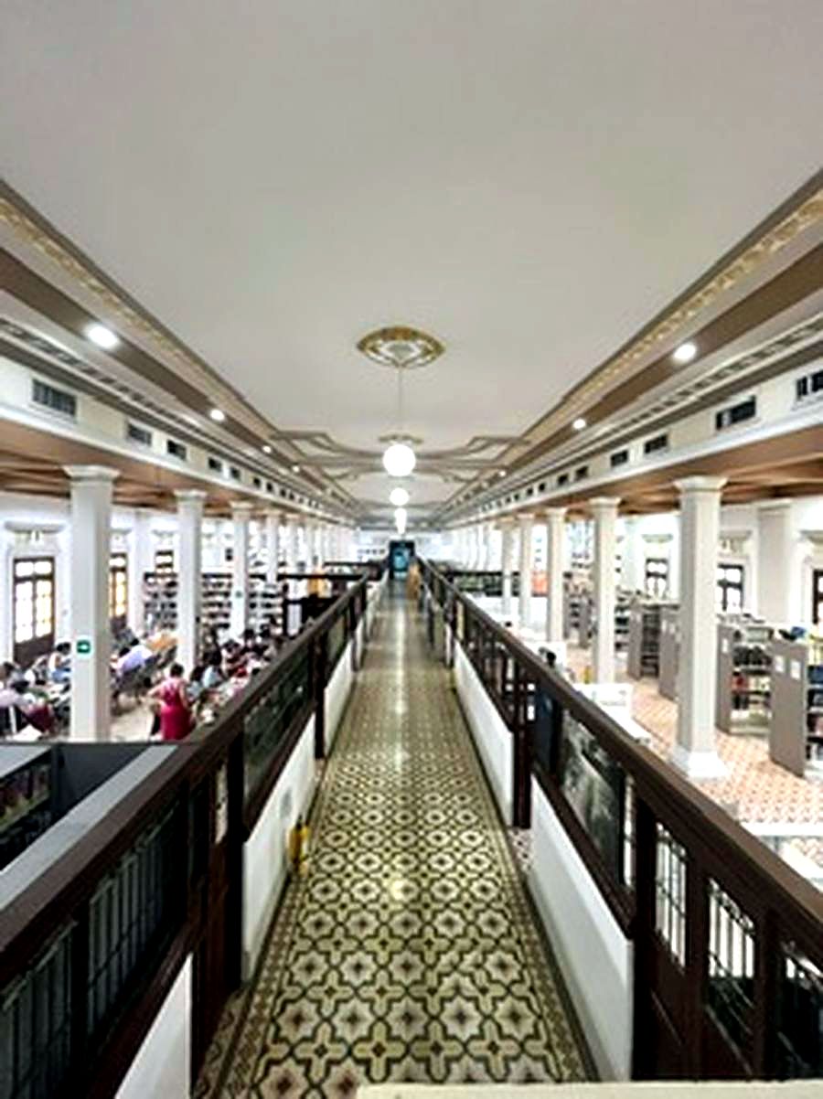 Historic public library interior, Caribbean coast