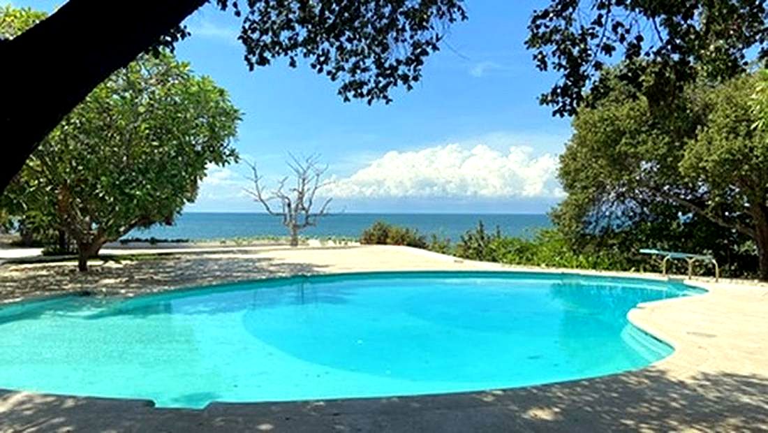 Poolside view of the Caribbean Sea